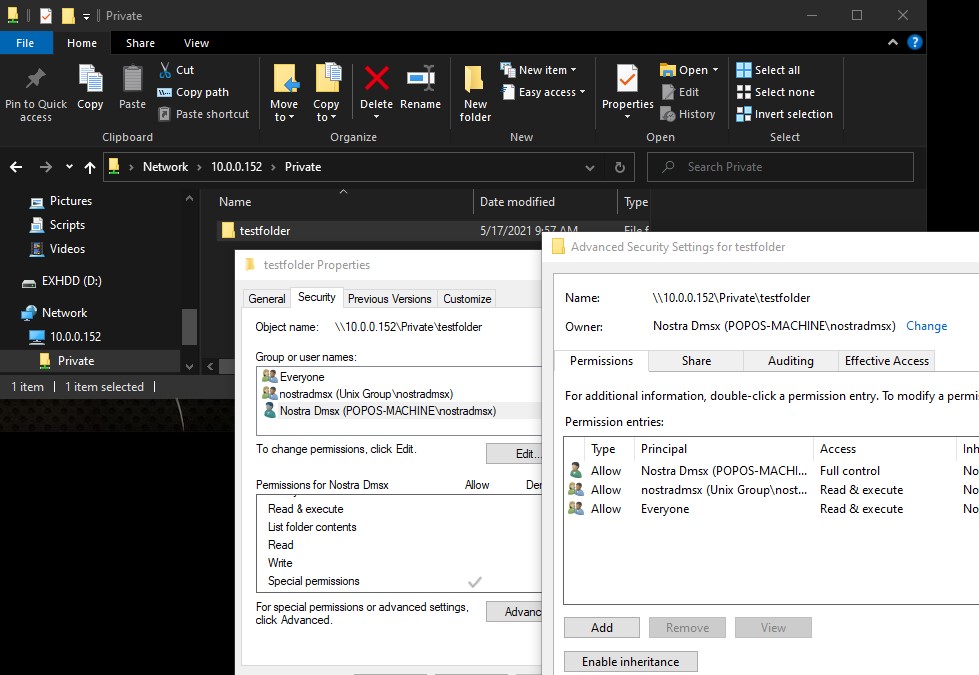 mapping the samba folder in Windows 10